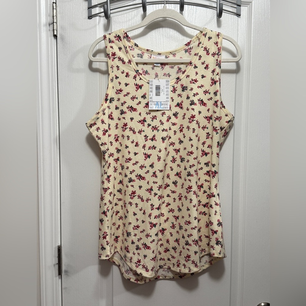 LuLaRoe Tank Top Womens XL Simply Comfortable Cream Pink Floral Cottagecore NWT